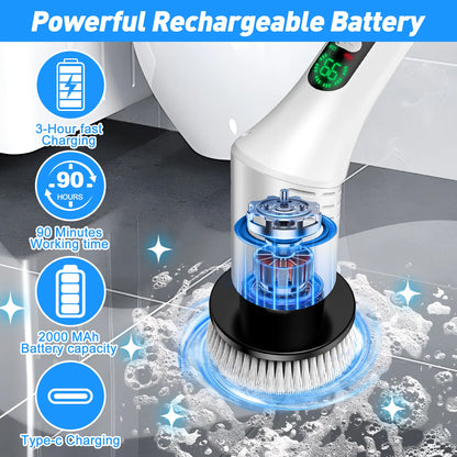 Perie Electrică Rotativă 9 în 1 – Curățare Rapidă Fără Efort